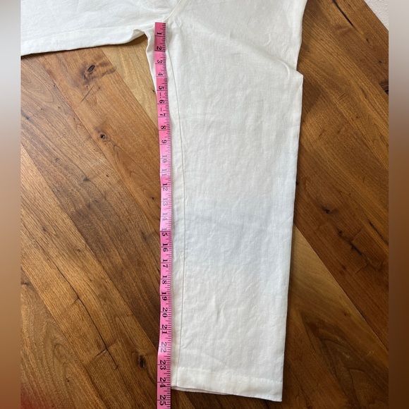 2/$30 Pure Linen White Capri Pants Coastal Casual Contemporary Zipper FLAW - Picture 5 of 10